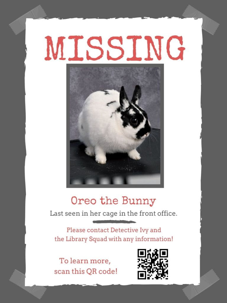 Missing bunny poster with picture of Oreo